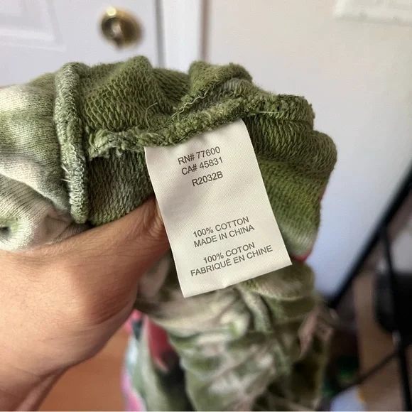 SANDRINE ROSE pink green striped tie dye knit cotton straight leg cropped pants